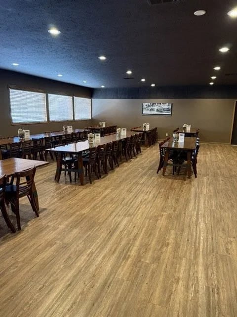 The banquet room, long table